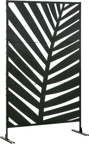 Outsunny Panou de Intimitate pentru Exterior din Metal, 122 x 198 cm, Separator Decorativ cu Suport și Șuruburi de Expansiune, Panou Autoportant pentru Grădină, Terasă, Piscină, Frunză de Bananier | Aosom Romania