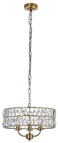 Endon 106243 - Candelabru suspendat pe lanț CLIFTON, 3 x E14, 6 W, 230 V, Ø 38,5 cm, alamă/sticlă clară
