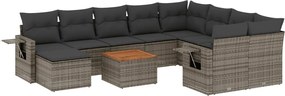 vidaXL Set canapele de grădină cu perne, 11 piese, gri, poliratan