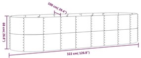 Jardiniera gradina gri 322x100x68 cm otel vopsit electrostatic 1, Gri, 322 x 100 x 68 cm