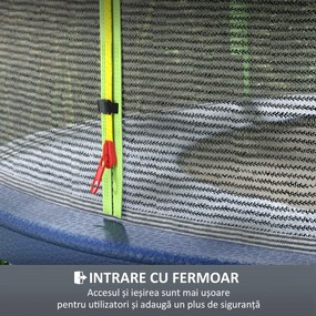 SPORTNOW Plasă Protecție Trambulină Rotundă 244cm cu 6 Stâlpi Drepti Rezistentă Negru/Verde | Aosom Romania