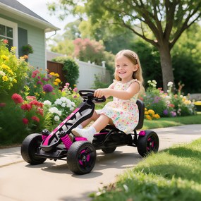 AIYAPLAY Kart cu pedale pentru copii, karting copii 3-6 ani cu ambreiaj automat, frână, roți EVA antiderapante, roz | Aosom Romania