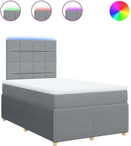 vidaXL Pat box spring cu saltea, gri deschis, 120x190 cm, textil