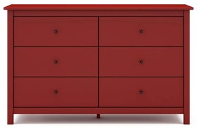 Comodă roșie joasă din lemn de pin 130x80 cm Misti – Marckeric