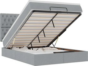 vidaXL Cadru pat otoman cu saltea țesătură gri deschis 140x200cm