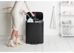 Cos de gunoi Brabantia Bo Pedal 1003191, 2x30 L, Inchidere lina, Baza antiderapanta, Negru
