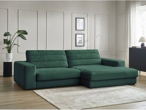 Colțar verde cu tapițerie din catifea (cu colț pe partea dreaptă/cu șezlong) Sierra – Bobochic Paris