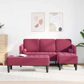 vidaXL Set de canapea 2 pcs bordo 173 x 131 x 67 cm Catifea