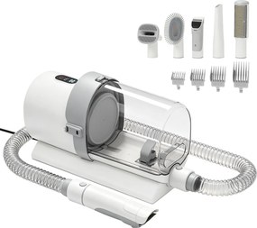 PawHut Kit de Toaletare pentru Câini și Pisici 5 în 1, cu Aspirator 10 kPa, Mașină de Tuns și Perie, Recipient 2,5 L, 3 Viteze, Silențios | Aosom Romania