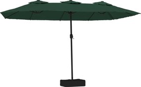 vidaXL Umbrelă de grădină cu două capete cu LED-uri, verde, 449x265 cm