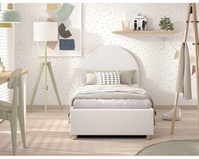 Pat alb tapițat cu spațiu de depozitare cu somieră 90x200 cm Moon – Vipack