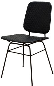 Scaun dining, negru, din rattan, Banyan