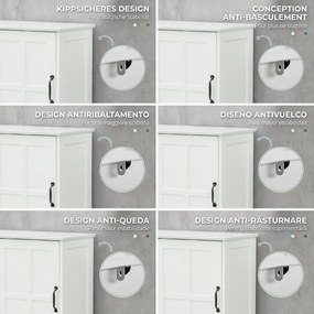 kleankin Dulap Modern pentru Baie, Mobilier Îngust cu Raft Deschis, Sertar, Uși Încastrate și Rafturi Ajustabile Alb | Aosom Romania