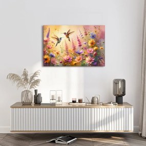 Tablou colibri și flori