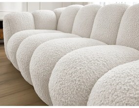 Canapea albă cu tapițerie din țesătură bouclé 232 cm Hippolyte – Bobochic Paris