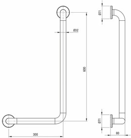 Maner de sustinere unghiular Deante Lehnen Concept Pro 30x61 cm dreapta