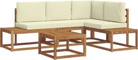 vidaXL Set de canapele de exterior cu pernă 5 Bucată Natural și Crem