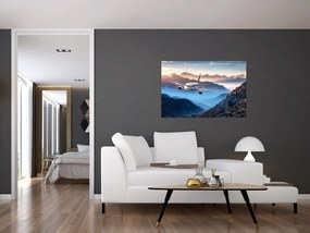 Tablou - Avion peste crestele montane (90x60 cm)
