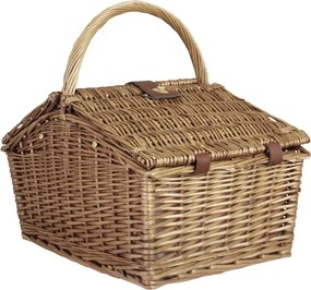 Coș de picnic din răchită împletită cu căptușeală roșie în carouri, pentru 4 persoane, „Barbro Red"