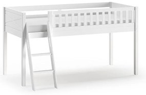 Pat pentru copii alb înalt din lemn masiv de pin 90x200 cm SCOTT – Vipack