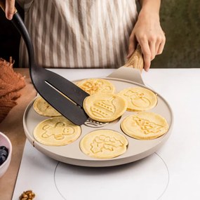 Plită pentru clătite Klausberg KB 7970, 26,5 cm, 7 compartimente, Acoperire antiaderentă, Inducție, Bej