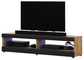 Dulap TV Violett 100 (cu iluminat) (stejar lancaster + negru). 1098640