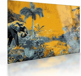 Tablou pe sticlă - Elefant în natură (70x50 cm)