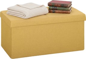 HOMCOM Puf depozitare, Bancă pliabilă de depozitare 84 L 76x38x38 cm Tapițerie din in sintetic Galben | Aosom Romania