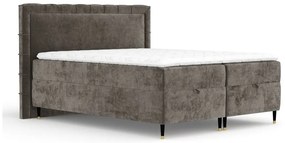 Pat boxspring gri închis cu spațiu de depozitare 200x200 cm Voyage – Maison de Rêve