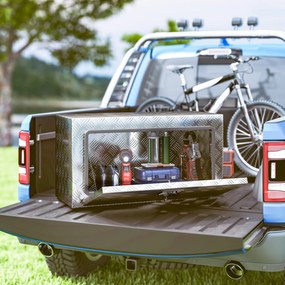 HOMCOM Cutie de Unelte din Aluminiu cu Încuietoare și 2 Chei, Cutie de Depozitare 96L, Rezistentă și Impermeabilă, pentru Pick-Up, Camper, Remorci, 76,2x35,5x40,6cm, Argintiu | Aosom Romania