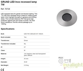 Spot LED incastrabil exterior pavaj GRUND 7W 70728