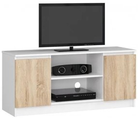 COMODA PENTRU TV, PLACA LAMINATA, 6 RAFTURI, ALB SI STEJAR, 120X40X55 CM