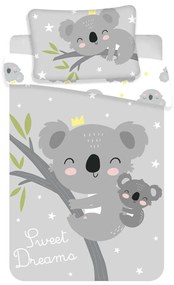 Lenjerie de pat pentru copii gri din bumbac pentru pătuț 100x135 cm Koala "Sweet Dreams" – Jerry Fabrics