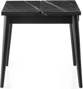 Masa extensibila TOTEM 3041, negru cu efect de marmura, PAL melaminat,