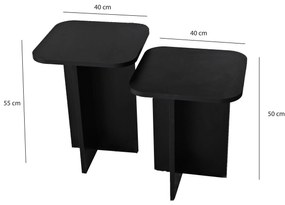 Set 2buc. măsuțe laterale Diveta (negru) . 1094794