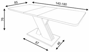Masa extensibila Exel stejar artizan/antracit L140-180 cm