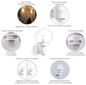 Steinel 657413 - Corp de iluminat perete exterior cu senzor L 115 S 1xE27/60W/230V