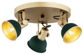 Plafoniera cu 3 spoturi directionabile design modern Lenora auriu, verde