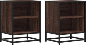 vidaXL Noptiere 2 buc Stejar maro 40x31x50 cm Lemn prelucrat și metal