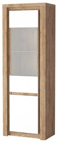Vitrină Livia 04 (cu iluminat LED) (Stejar ribbeck + Alb lucios). 1057860