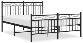373708 vidaXL Cadru pat metalic cu tăblie de cap/picioare, negru, 135x190 cm