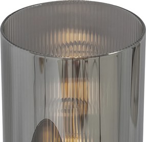 Lampă de masă Art Deco neagră cu sticlă fumurie cu 2 lumini - Laura
