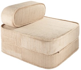 Fotoliu de copii maro deschis cu tapițerie din catifea reiată Flip – Wigiwama