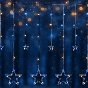 Perdea de Crăciun - 12 stele, 150 LED-uri, alb cald / rece