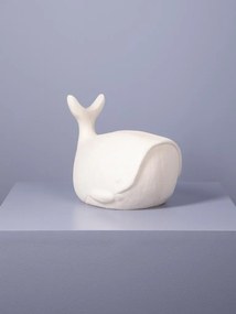 Lampă de masă din rășină și pulbere de piatră albă, formă de balenă, finisaj mat, 23,5×28×20 cm, „Moon Whale"