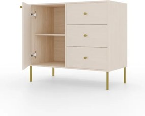 Comodă cu usa si trei sertare, 84x41x74 cm, Tili System. ADRK Furniture (Culoare: Eucalipt / Eucalipt)