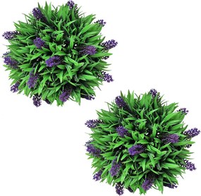 vidaXL Set arbuști ornamentali artificiali bilă cu lavandă, 2 buc., 28 cm