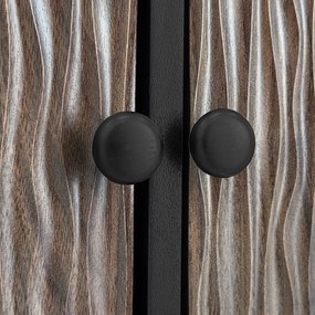 Comodă TV cu 2 uși și 3 sertare, panouri ale ușilor cu model unic în valuri, 180x38x50 cm, Culoare naturală