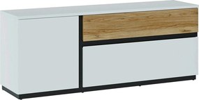 Comoda TV DUKE, alb/stejar, PAL laminat, 160x40x63 cm