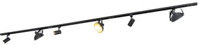 Sistem de șine monofazat cu 6 spoturi negre reglabile - Magnax Jeana
